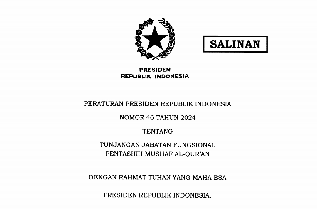 Presiden Joko Widodo Tetapkan Besaran Tunjangan Jabatan Fungsional Pentashih Al-Qur’an