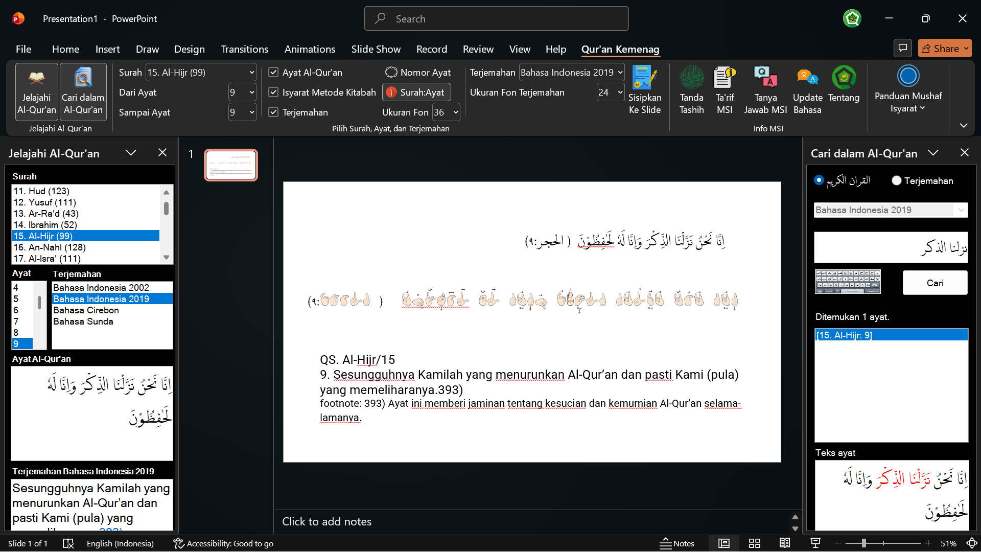 Qur’an Kemenag Add-ins untuk Microsoft PowerPoint Versi 1 Tahun 2026 Resmi Diluncurkan